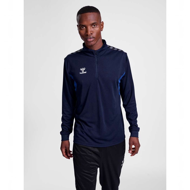 Pánské Mikiny Hummel Authentic Half Zip Sweat Tmavě Blankyt | 709843-022