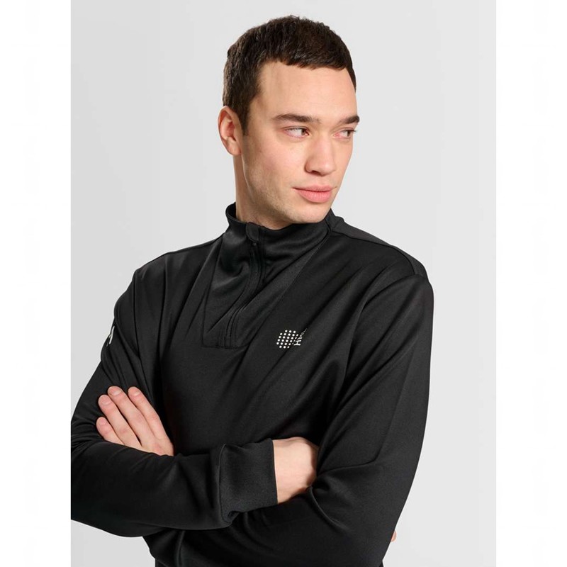 Pánské Mikiny Hummel Court Half Zip L/S Černé | 756383-794