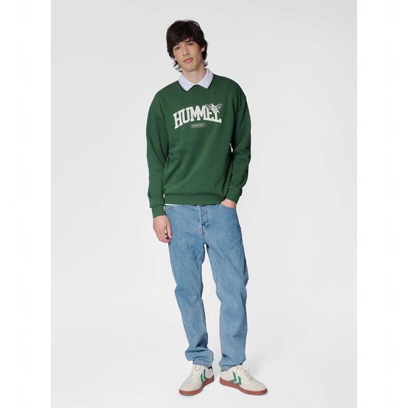 Pánské Mikiny Hummel Loose Crewneck University Bee Zelene | 905742-884