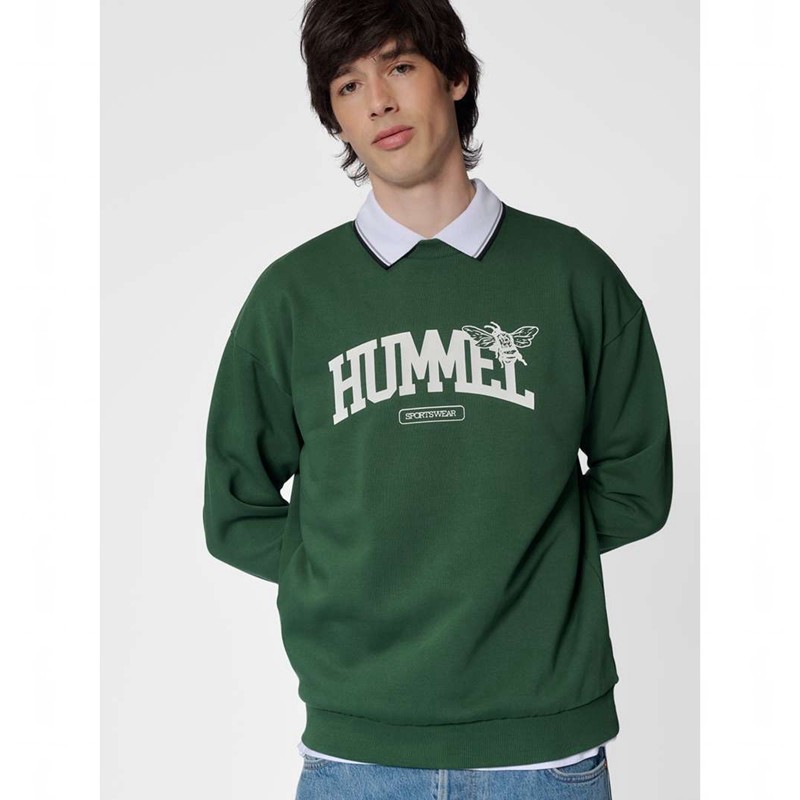 Pánské Mikiny Hummel Loose Crewneck University Bee Zelene | 905742-884
