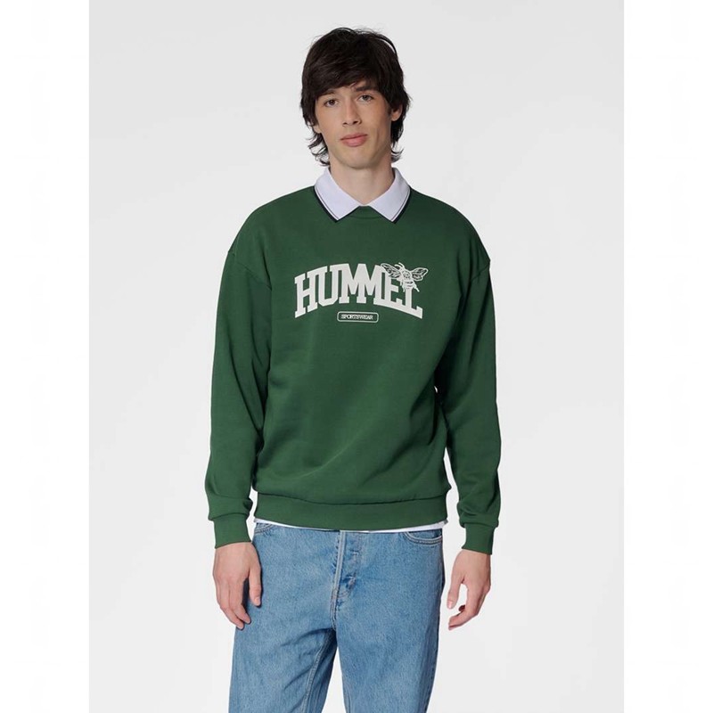 Pánské Mikiny Hummel Loose Crewneck University Bee Zelene | 905742-884
