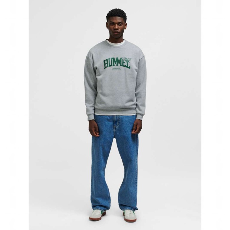 Pánské Mikiny Hummel Loose Crewneck University Bee Šedé | 433303-207
