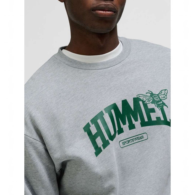 Pánské Mikiny Hummel Loose Crewneck University Bee Šedé | 433303-207