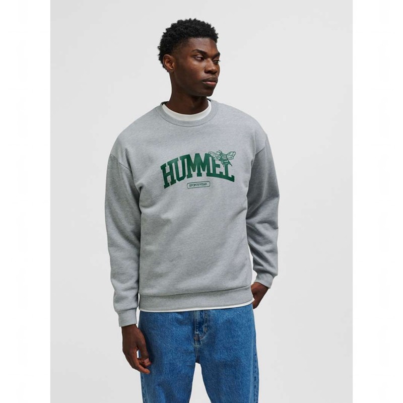 Pánské Mikiny Hummel Loose Crewneck University Bee Šedé | 433303-207