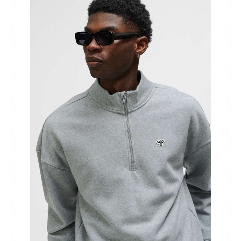 Pánské Mikiny Hummel Loose Half Zip Bee Šedé | 895488-452