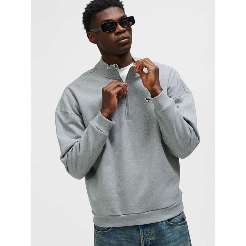 Pánské Mikiny Hummel Loose Half Zip Bee Šedé | 895488-452