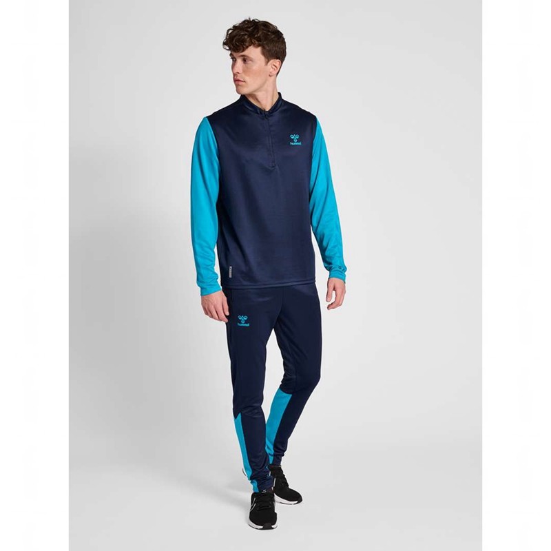 Pánské Mikiny Hummel Ongrid 1/2 Zip Poly Sweat Tmavě Blankyt | 074333-723