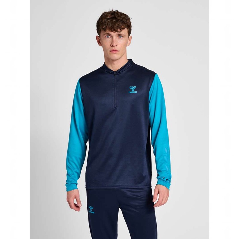 Pánské Mikiny Hummel Ongrid 1/2 Zip Poly Sweat Tmavě Blankyt | 074333-723