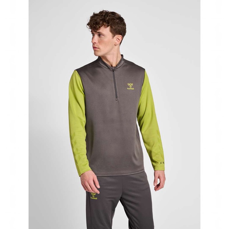 Pánské Mikiny Hummel Ongrid 1/2 Zip Poly Sweat Šedé | 293697-689