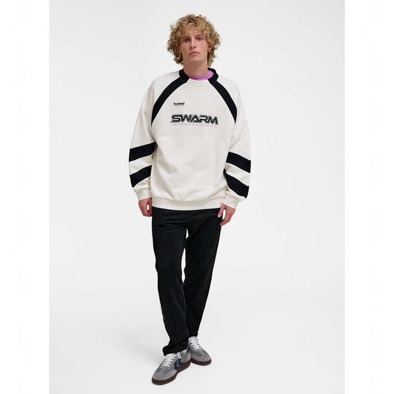 Pánské Mikiny Hummel Oversized Crew Sportswear Swarm Bílé | 873222-574