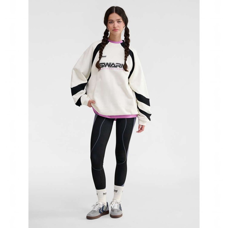 Pánské Mikiny Hummel Oversized Crew Sportswear Swarm Bílé | 873222-574