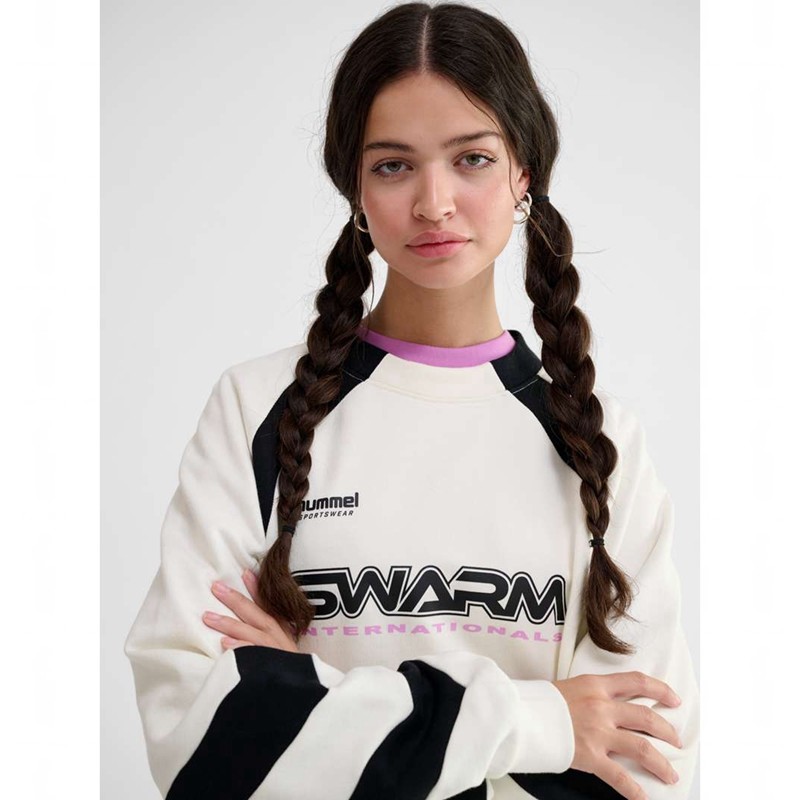 Pánské Mikiny Hummel Oversized Crew Sportswear Swarm Bílé | 873222-574
