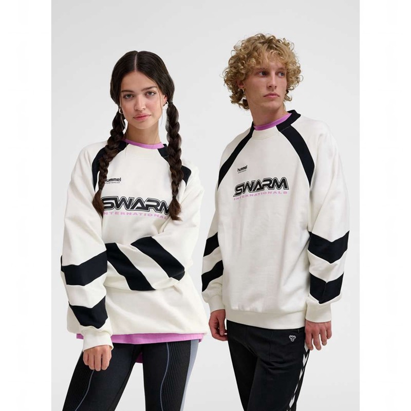 Pánské Mikiny Hummel Oversized Crew Sportswear Swarm Bílé | 873222-574
