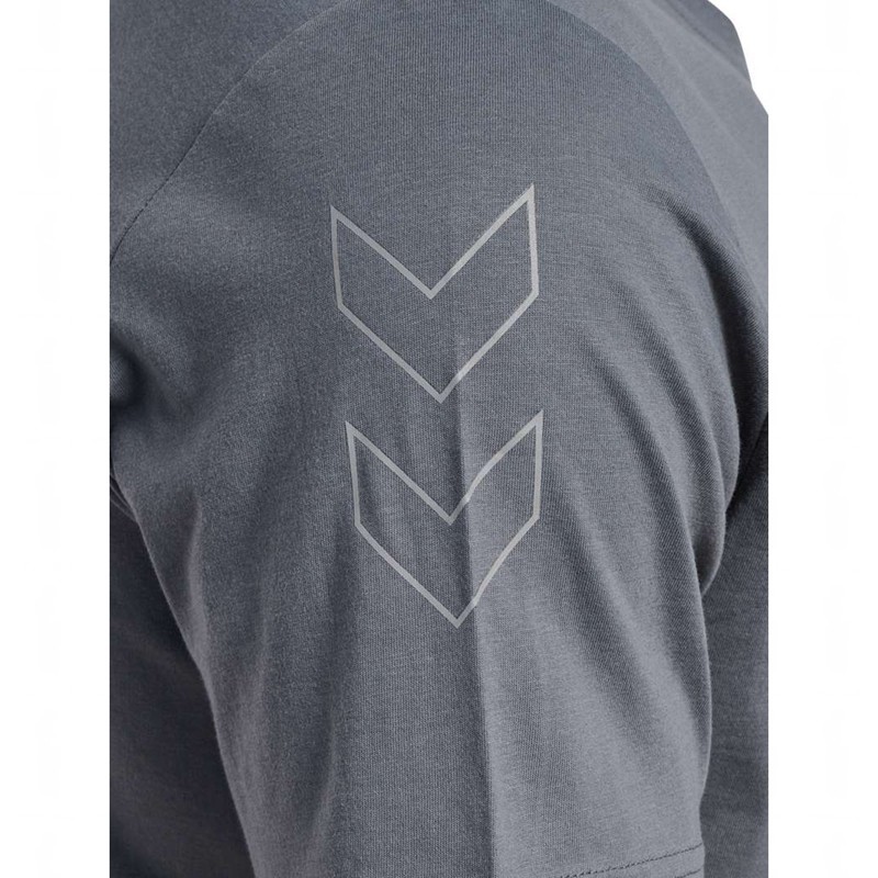 Pánské Tričko Hummel Elemental Chevron Cotton Šedé | 492064-314