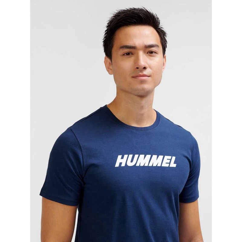 Pánské Tričko Hummel Elemental Logo Cotton Tmavě Blankyt | 570910-207