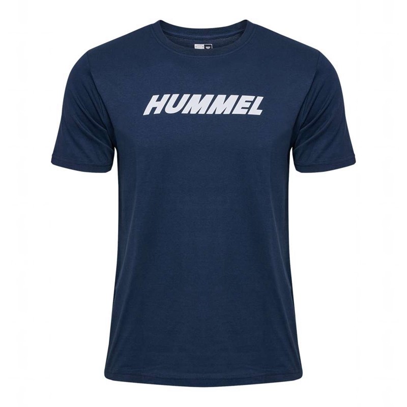 Pánské Tričko Hummel Elemental Logo Cotton Tmavě Blankyt | 570910-207