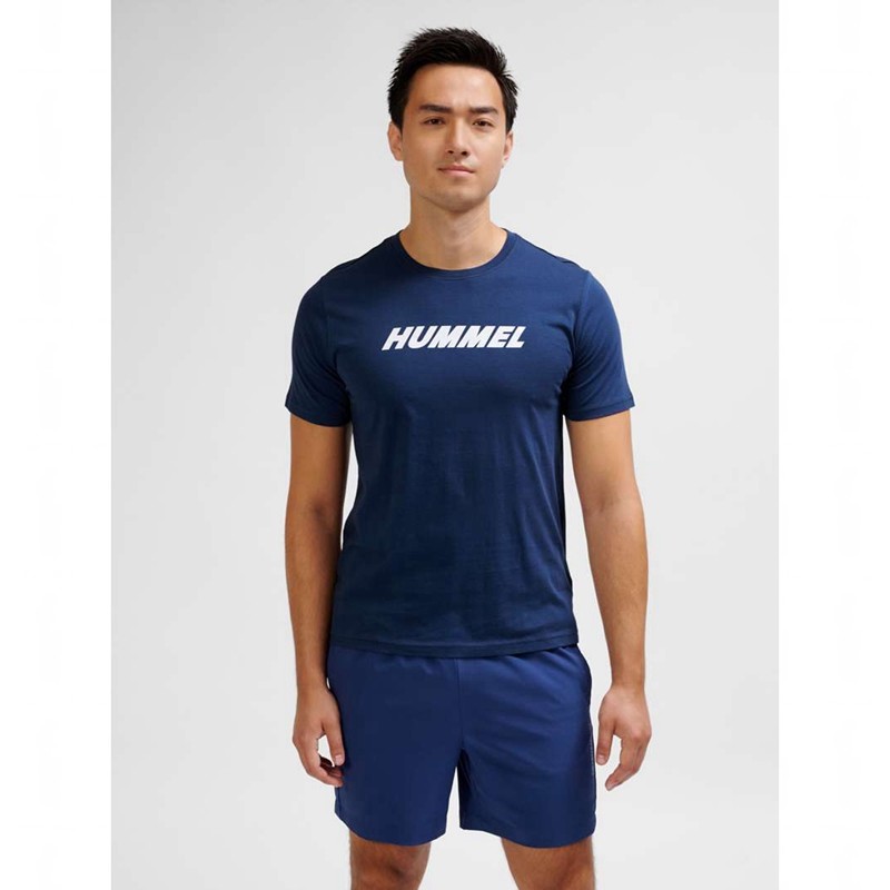 Pánské Tričko Hummel Elemental Logo Cotton Tmavě Blankyt | 570910-207