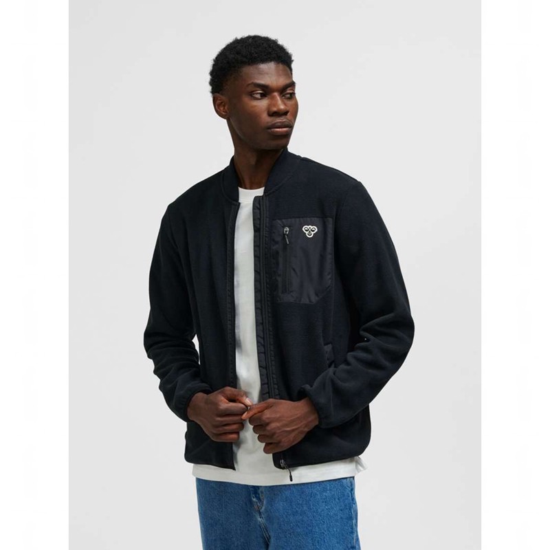 Pánské Tričko Hummel Fleece Zip Bee Černé | 707399-486