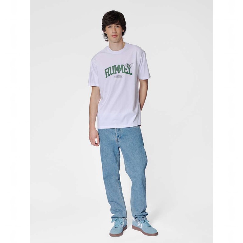Pánské Tričko Hummel Loose S/S University Bee Bílé | 492016-221