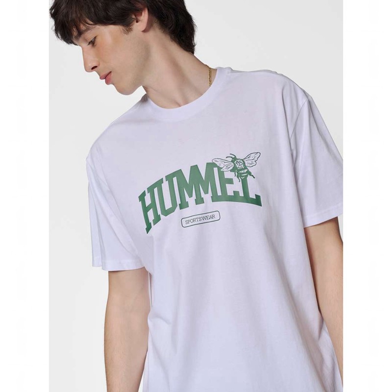 Pánské Tričko Hummel Loose S/S University Bee Bílé | 492016-221