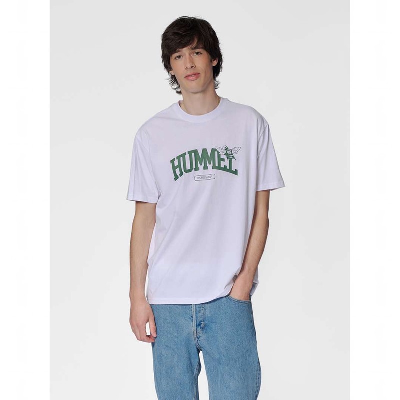 Pánské Tričko Hummel Loose S/S University Bee Bílé | 492016-221