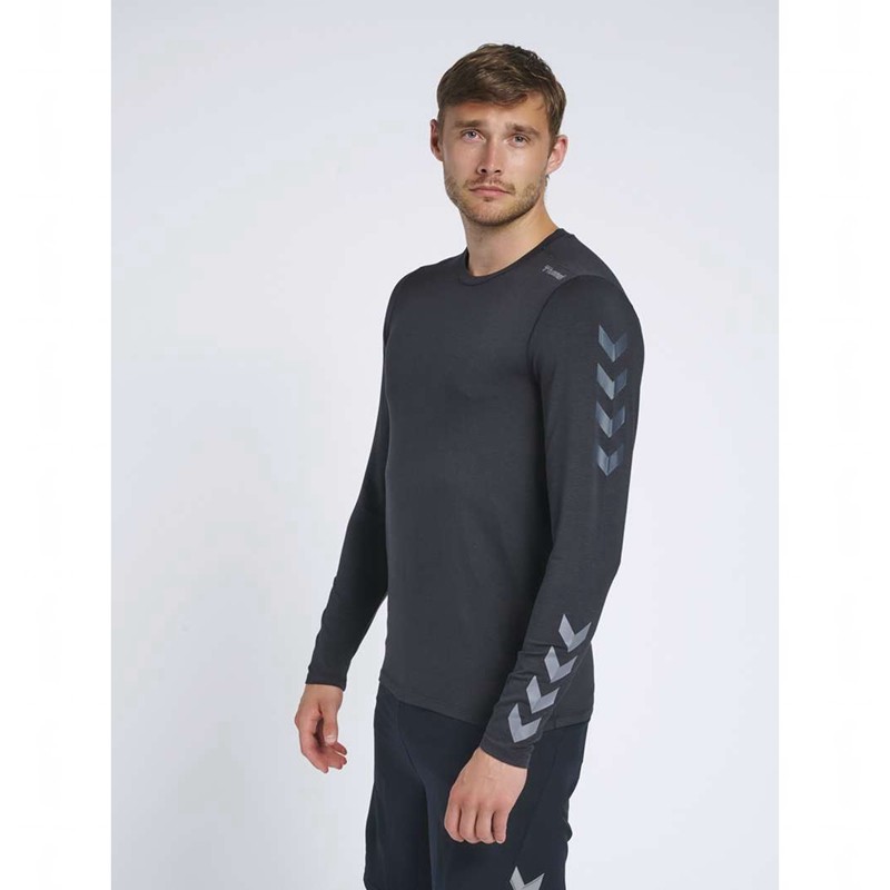 Pánské Tričko Hummel Mace Ls Černé | 946414-069