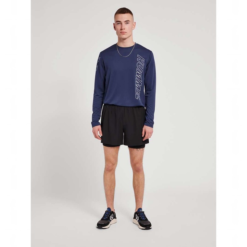 Pánské Tričko Hummel Te Topaz L/S Tmavě Blankyt | 422039-698