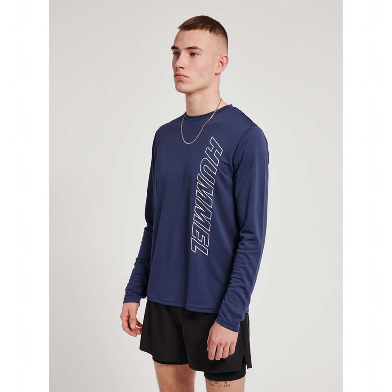 Pánské Tričko Hummel Te Topaz L/S Tmavě Blankyt | 422039-698